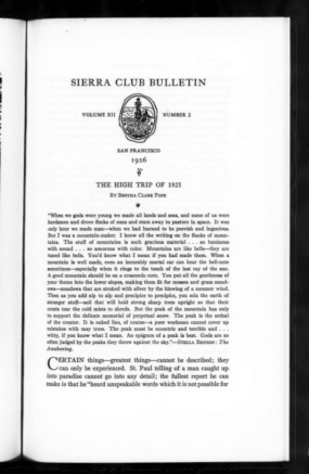Sierra Club Bulletin 1926 Vol 12 No 3 January thumbnail